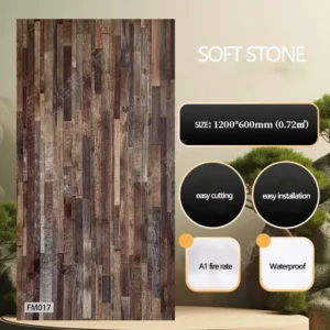 120 x 60cm soft stone wall panel wood vein